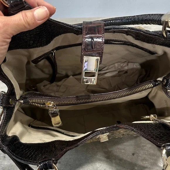 Brahmin Gold and Black Crocodile Shoulder Bag
